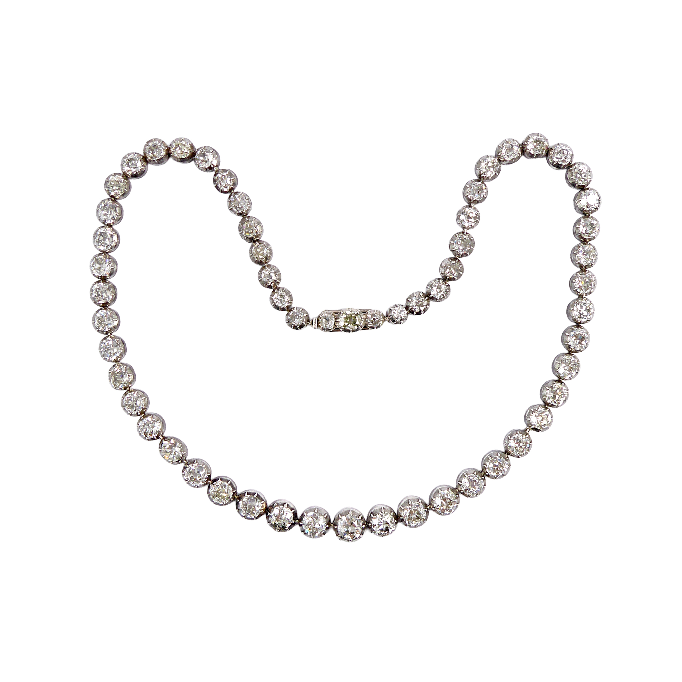 19th century graduated old brilliant cut diamond necklace, c.1870,